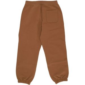 Carhartt Wip, Broeken, Heren, Bruin, S, Katoen, Bruine Fleece Trainingsbroek Elastische Taille