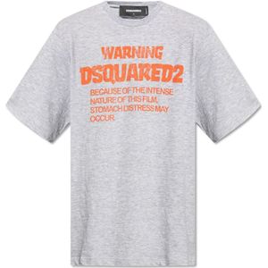 Dsquared2, Tops, Heren, Grijs, XL, Katoen, T-shirt met logo