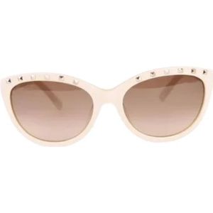 Valentino Vintage, Pre-owned, Dames, Beige, ONE Size, Tweed, Pre-owned Plastic sunglasses