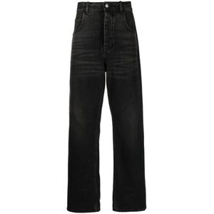Haikure, Zwarte Katoenen Straight-Leg Jeans Zwart, Heren, Maat:W29