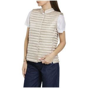 Save The Duck, Glanzende Gewatteerde Mouwloze Jas Beige, Dames, Maat:M