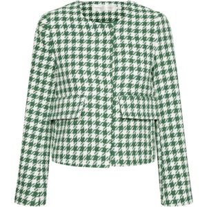 InWear, Jassen, Dames, Groen, 2Xl, Geruite Jas met Klepzakken