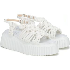 Agl, Schoenen, Dames, Wit, 39 EU, Witte Flatform Sandalen voor Vrouwen