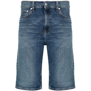 Calvin Klein Jeans, Blauwe Denim Shorts Blauw, Heren, Maat:W36