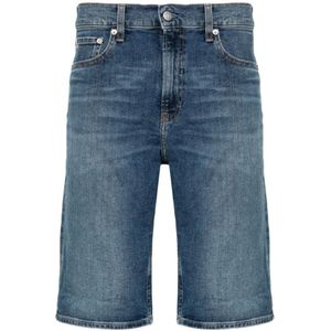Calvin Klein Jeans, Korte broeken, Heren, Blauw, W36, Denim, Blauwe Denim Shorts