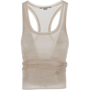 Stella McCartney, Geribbelde Tank Top Beige, Dames, Maat:S