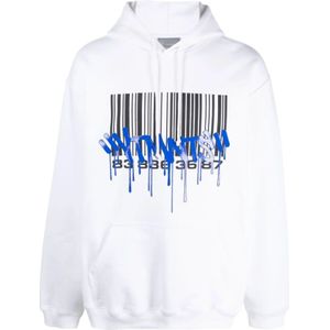 Vtmnts, Graffiti Print Hoodie Wit, Heren, Maat:M