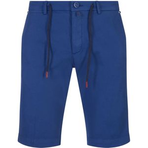 Kiton, Korte broeken, Heren, Blauw, W42, Katoen, Blauwe Zijde Katoen Bermuda Shorts