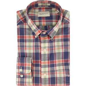Gant, Overhemden, Heren, Veelkleurig, XL, Katoen, Casual Blauw Geruit Overhemd