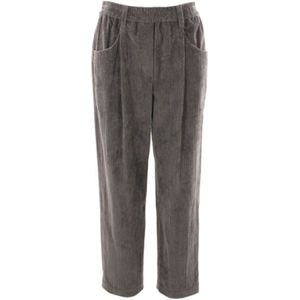 Brunello Cucinelli, Broeken, Dames, Grijs, 2Xs, Baggy Crop Velvet Broek