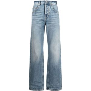 Saint Laurent, Jeans, Dames, Blauw, W29, Katoen, Lichtblauwe Straight-Leg Jeans