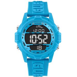 Guess, Charge Siliconen Digitaal Horloge Blauw/Zwart Veelkleurig, Heren, Maat:ONE Size