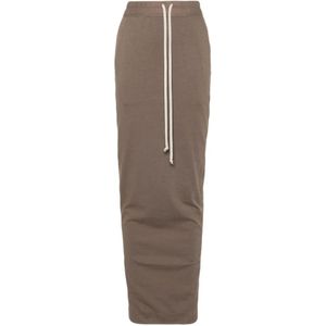 Rick Owens, Rokken, Dames, Grijs, S, Katoen, Grijze Rok Elastische Trekkoord Achtersplit