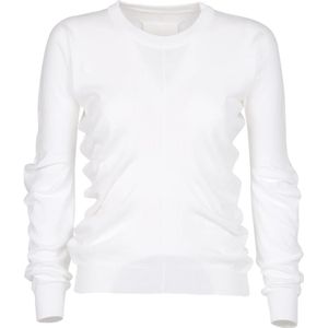 Maison Margiela, Sweatshirts & Hoodies, Dames, Wit, M, Katoen, Wit Katoenen Sweatshirt met Ronde Hals en Lange Mouwen