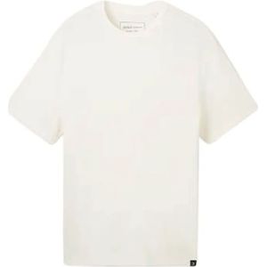 Tom Tailor, Tops, Heren, Wit, L, Wol, Relaxed gestructureerd T-shirt van wol wit