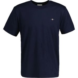 Gant, Tops, Heren, Blauw, XL, Katoen, Regulier Shield Korte Mouw T-Shirt