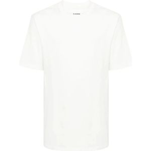 Jil Sander, Tops, Heren, Wit, L, Katoen, Witte Katoenen T-shirt met Logo Print