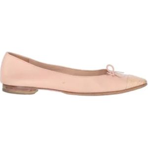 Chanel Vintage, Pre-owned, Dames, Roze, 38 EU, Pre-owned Leather flats