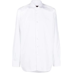 Barba, Italiaans Katoenen Overhemd Wit, Heren, Maat:2XL