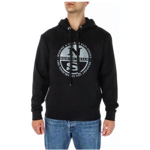 North Sails, Sweatshirts & Hoodies, Heren, Zwart, M, Katoen, Bedrukte Zwarte Sweatshirt - Heren