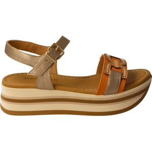 Pedro Miralles, Schoenen, Dames, Bruin, 39 EU, Oranje/Oker Leren Dames Sandalen