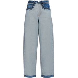 Marni, Jeans, Dames, Blauw, L, Denim, Inside-out denim carrot-fit jeans