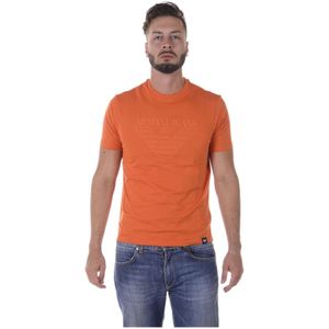 Armani Jeans, Tops, Heren, Oranje, S, Katoen, Casual T-Shirt Sweatshirt