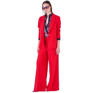 Silvian Heach, Single-breasted Blazer met Zijsplitten Rood, Dames, Maat:2XS