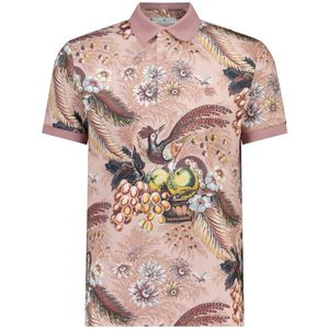 Etro, Polo Shirt met Natuurlijke Print Roze, Heren, Maat:XL