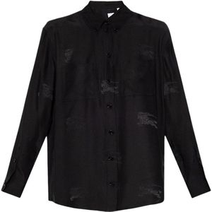 Burberry, Blouses & Shirts, Dames, Zwart, 3Xs, Zwarte Zijden Shirt met Knopen