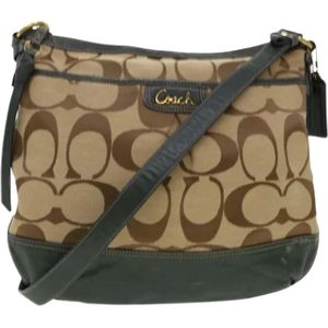 Coach Pre-owned, Pre-owned, Dames, Beige, ONE Size, Tweed, Pre-owned Canvas shoulder-bags
