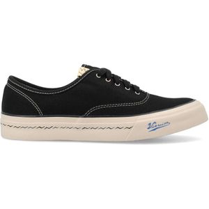 visvim, Schoenen, Heren, Zwart, 44 EU, Katoen, Zwarte Canvas Lage Top Sneakers