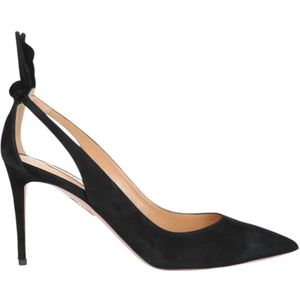 Aquazzura, Schoenen, Dames, Zwart, 37 1/2 EU, Suède, Elegant Bow Tie Pumps