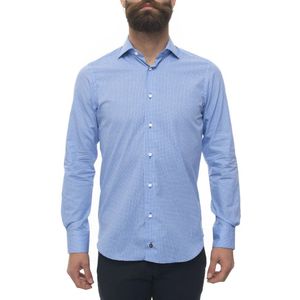 Càrrel, Overhemden, Heren, Blauw, S, Katoen, Franse Hals Casual Shirt Tegelprint