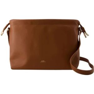 A.p.c., Verstelbare Schouderriem Synthetisch Leren Crossbody Tas Bruin, Dames, Maat:ONE Size