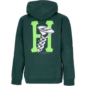 Huf, Sweatshirts & Hoodies, Heren, Groen, L, Katoen, Groene Hoodie met Kangoeroezak