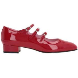 Carel, Schoenen, Dames, Rood, 39 EU, Leer, Rode Lakleren Mary-Jane Platte schoenen
