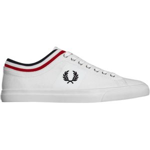 Fred Perry, Klassieke Twill Sneakers met Geribbelde Manchet Wit, Heren, Maat:42 EU