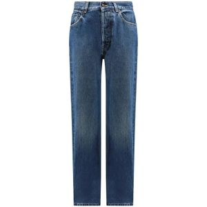 Alexander McQueen, Jeans, Heren, Blauw, L, Katoen, Blauwe Jeans met Plooi, Gemaakt in Italië