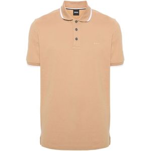 Hugo Boss, Tops, Heren, Beige, L, Katoen, Katoenen poloshirt met geborduurd logo