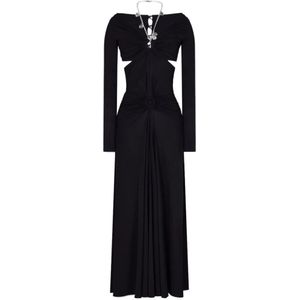 Paco Rabanne, Aansluitende jurk met lange mouwen Zwart, Dames, Maat:S