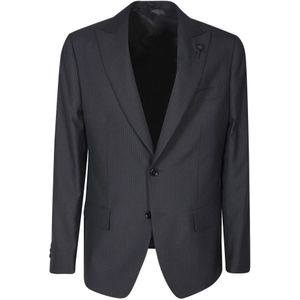 Lardini, Pakken, Heren, Zwart, M, Katoen, Single Breasted Suits