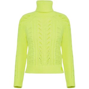 Elisabetta Franchi, Truien, Dames, Groen, L, Neon Lime Coltrui - Maat 46 Italiaans (Maat 44 Spaans)