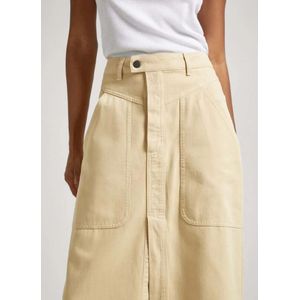 Pepe Jeans, Rokken, Dames, Beige, M, Katoen, Katoenen Canvas Lange Rok