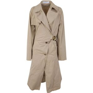 JW Anderson, Mantels, Dames, Beige, S, Stijlvolle Twisted Buckle Trenchcoat