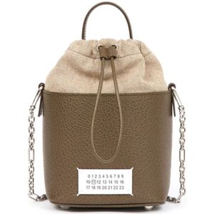 Maison Margiela, Tassen, Dames, Bruin, ONE Size, Leer, Bruine Bucket Bag Aarde Leer