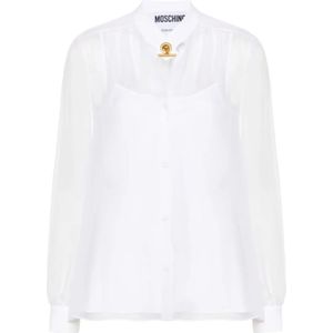 Moschino, Witte Zijden Doorschijnende Top Wit, Dames, Maat:XS