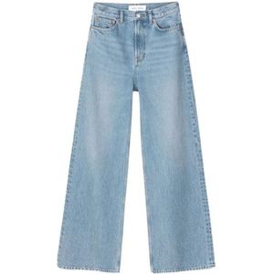 Samsøe Samsøe, Cropped High Waist Wijde Pijp Jeans Blauw, Dames, Maat:W27