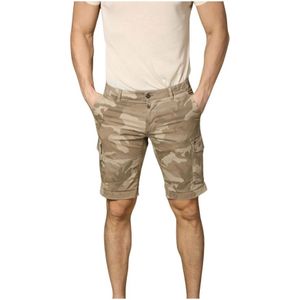 Mason's, Korte broeken, Heren, Beige, XS, Katoen, Camouflage Cargo Bermuda Slim Fit