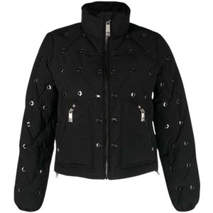 John Richmond, Jassen, Dames, Zwart, M, Polyester, Korte donsjas met studs